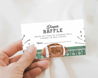 Diaper Raffle Card Printable, Football Baby Shower Invitation Insert Party Diaper Card,bring a pack of diapers Diaper shower canva file, a98