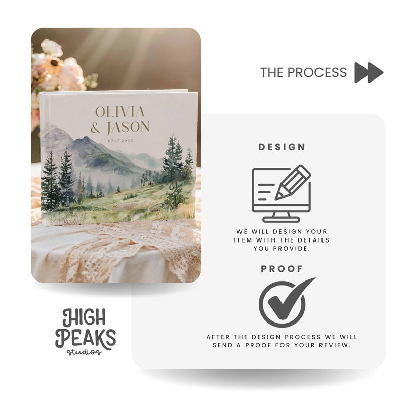 Personalized Mountain Wedding Guest Book, Printed and Shipped Keepsake, HS02 image 4