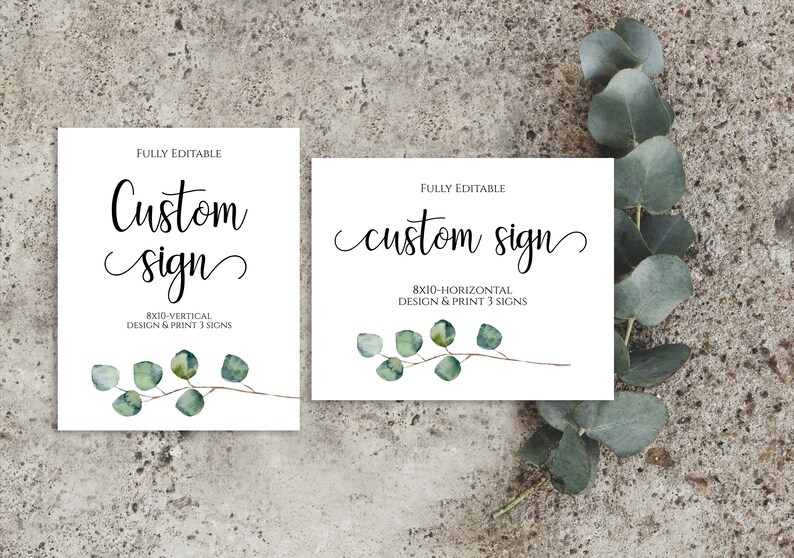 8x10 Greenery Custom Sign Printable Template Customize with | Etsy
