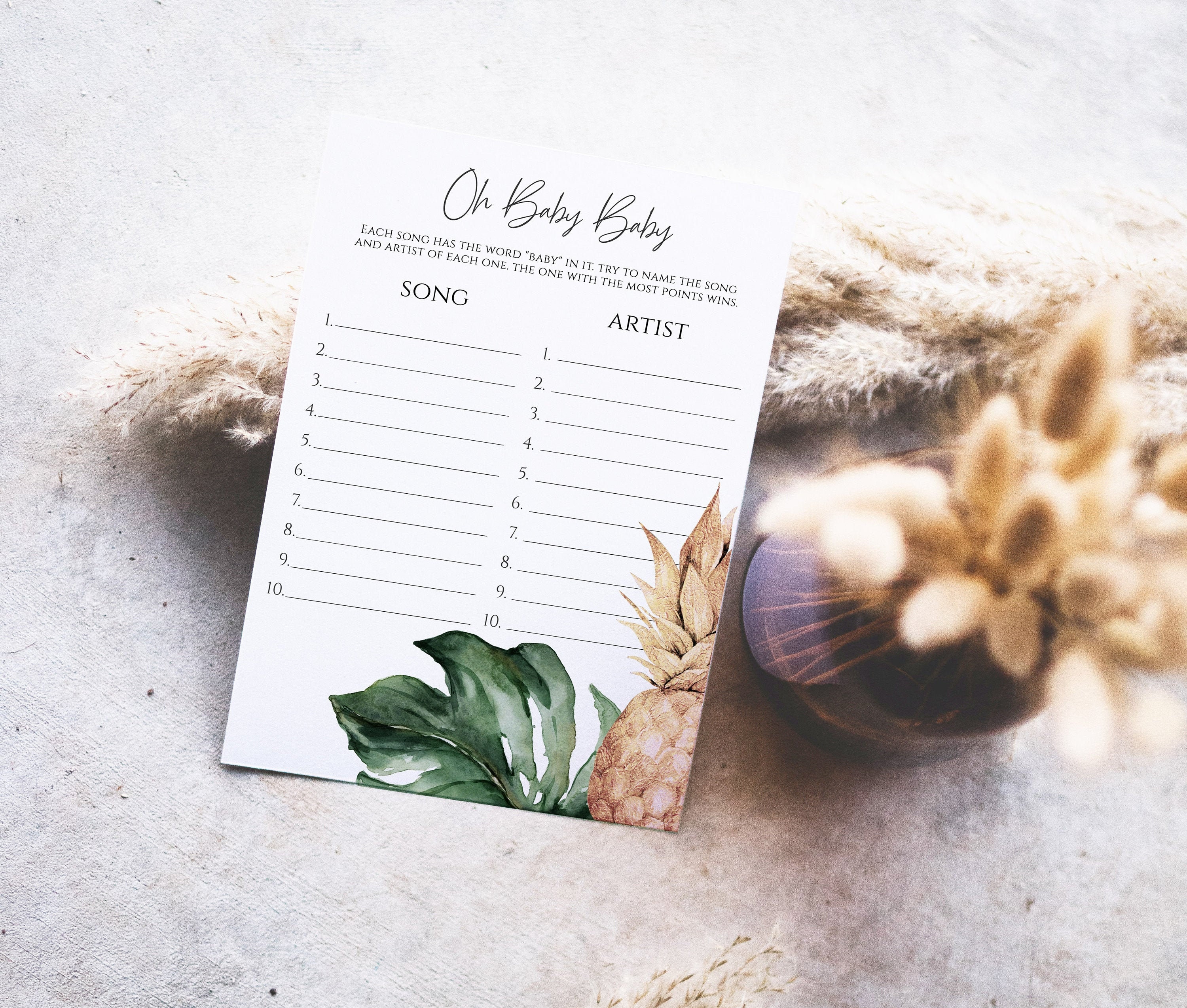 Baby Shower Game Card Oh Baby Baby Baby Shower Song Game Etsy