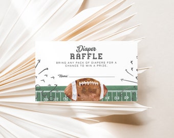 Diaper Raffle Enclosure Card Printable template,Football Baby Shower Invitation Insert Party Detail Card,Oh Boy Diaper shower Corjl file,a98