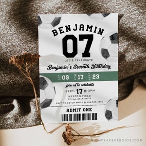 Editable ANY AGE Soccer Birthday Party Invitation Boy, Sports Ticket Invite, Game Time Invite, All Star, Rookie Year Canva File, a121s