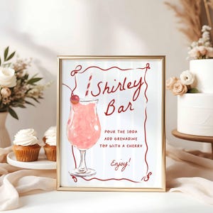 EDITABLE Shirley Temple Bar Sign, Cherry Mocktail Signature Drink Bar Menu, Non Alcoholic Grad Baby Bridal Shower Decor Template, HPS603s