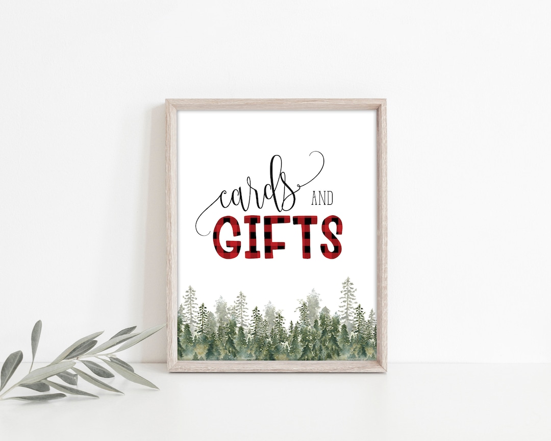 Lumberjack Cards and Gift Sign Printable, Card Table Sign, Rustic Pine ...