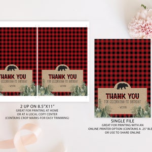 EDITABLE Lumberjack Thank You Card Template Printable Folded - Etsy