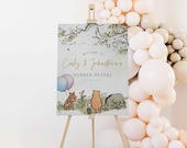 Editable Welcome Gender Reveal Sign, Classic Winnie The Pooh Welcome Poster, Winnie the Pooh Boy Or Girl,Edit all Text, Canva Template,a70gr