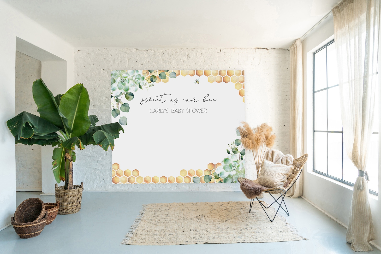 sweet as can bee baby shower backdrop
