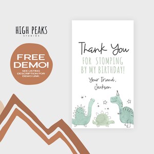 Dino Favor Tag Printable, Three Rex Thanks for Stomping by Thank You ...