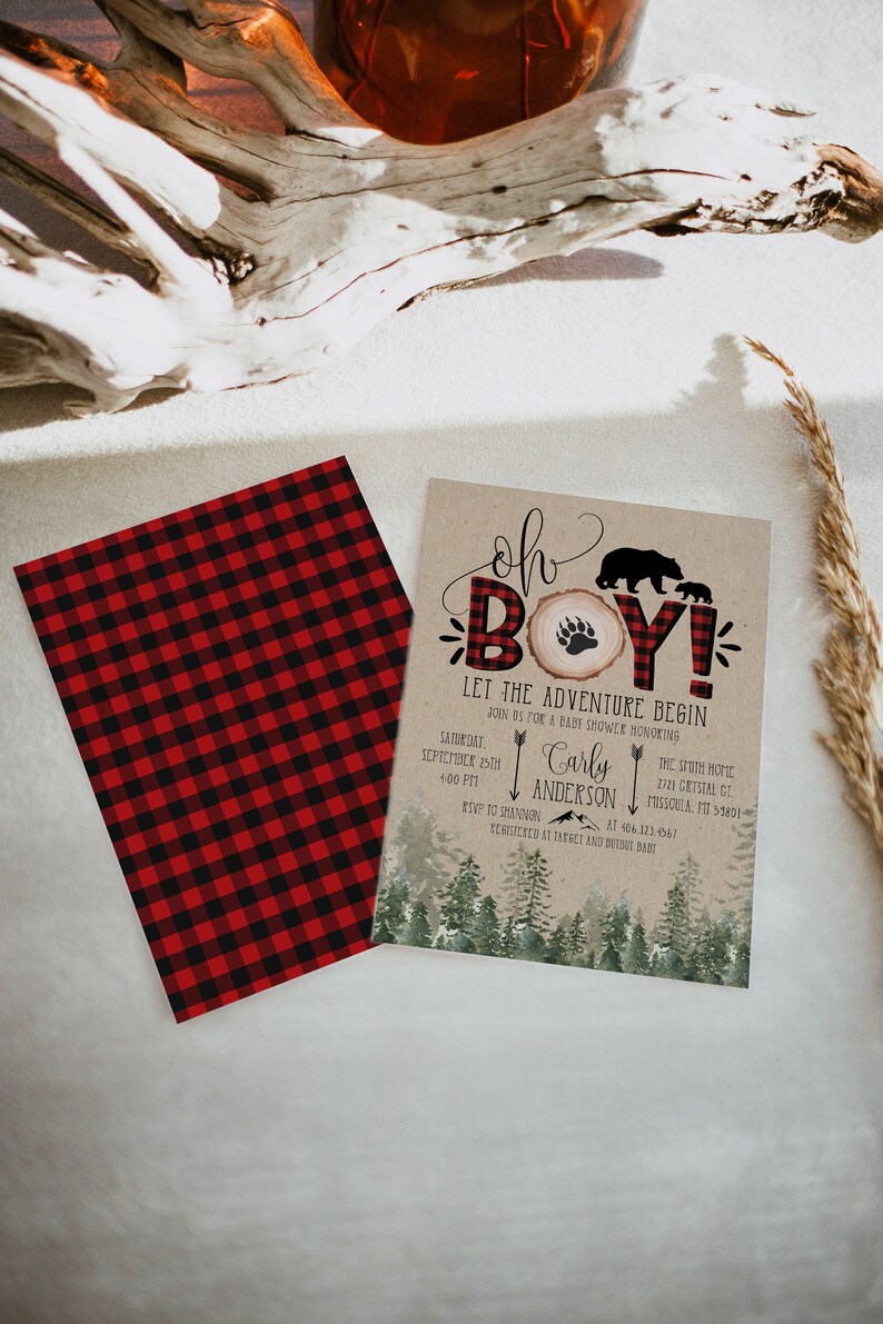 Lumberjack Baby Shower Invitation Editable Buffalo Plaid Etsy