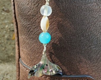 Handmade Mermaid Tail Shell Beaded Charm for Purses, Backpacks, Totes & Zippers - Beach Inspired Accessories