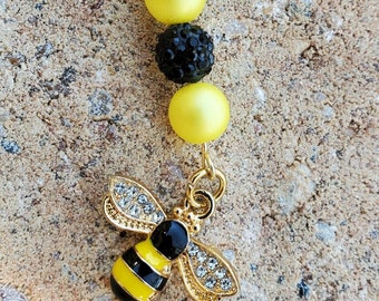 Handmade Little Bee zipper charm, Backpack Charm, Tote Charm