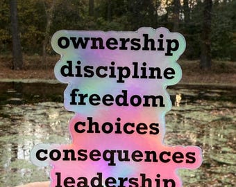 Classical Conversations Sticker – Challenge Themes – Holographic Vinyl –Ownership–Discipline–Freedom–Choices–Consequences–Leadership