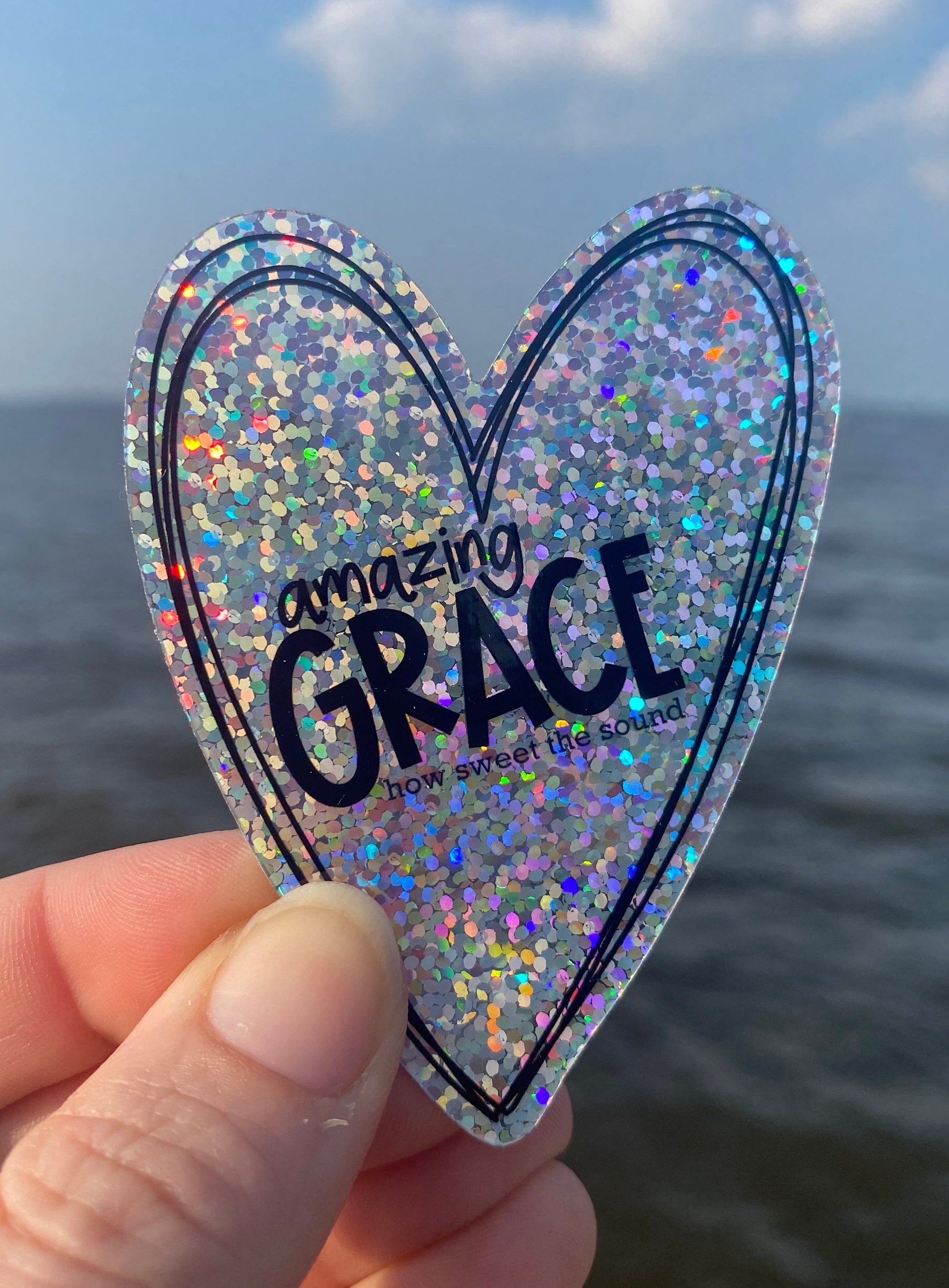Amazing Grace How Sweet the Sound Vinyl Holographic Glitter Sticker ...