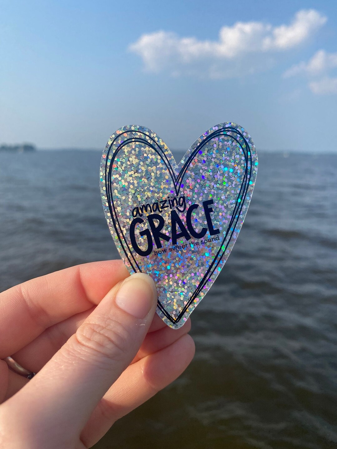 Amazing Grace How Sweet the Sound Vinyl Holographic Glitter Sticker ...