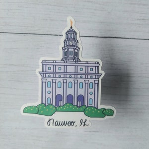 Nauvoo Illinois Temple Sticker, Illinois History Sticker, LDS Temple Sticker, Missionary Gift, LDS Temple Art, Church Of Jesus Christ Gift