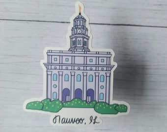 Nauvoo Illinois Temple Sticker, Illinois History Sticker, LDS Temple Sticker, Missionary Gift, LDS Temple Art, Church Of Jesus Christ Gift
