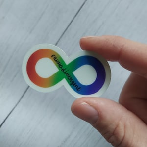 Neurodivergent infinity glow in the dark rainbow spectrum sticker, autism and adhd, Autism Acceptance, neurodiverse awareness sticker, audhd