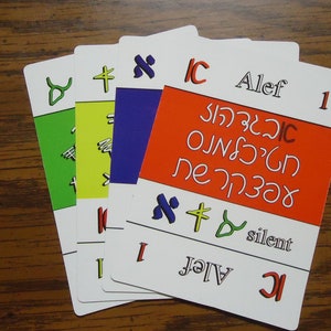 Hebräische Alef-Bet Spielkarten - Piktogramm, Paleo, Modern und Schrift