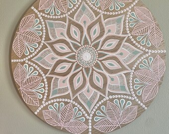 Handbemaltes Mandala für Mädchen, Kinderzimmer Dekor, 16 ”Original Kunst