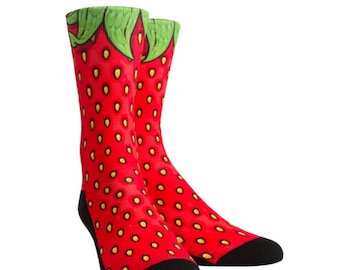 Strawberry Socks Fruit Socks Food Socks Snack Socks