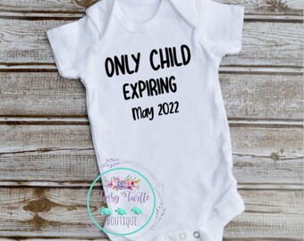 Only child expiring personalised baby vest boys girls blue Only child expiring personalised baby vest boys girls blue