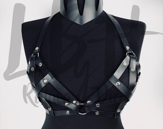 Leather Badass Bra Harness,Leather Sexy Bra Harness, Strappy Leather Harness, Harness Open Bra Top for Women,Cupless Top, Leather Harness