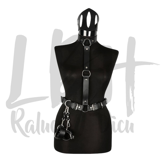 Essential Leather Harness with Matching Handcuffs