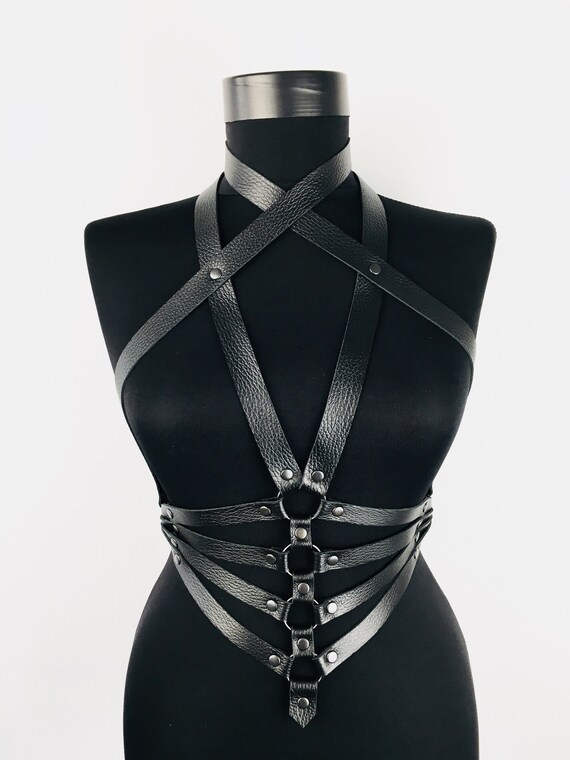 Erotic Harness Bra,BDSM lingerie Harness,Harness Body her,Body black bra gift,Harness top her,Mature leather belt,Open Cup Bralette,Mature