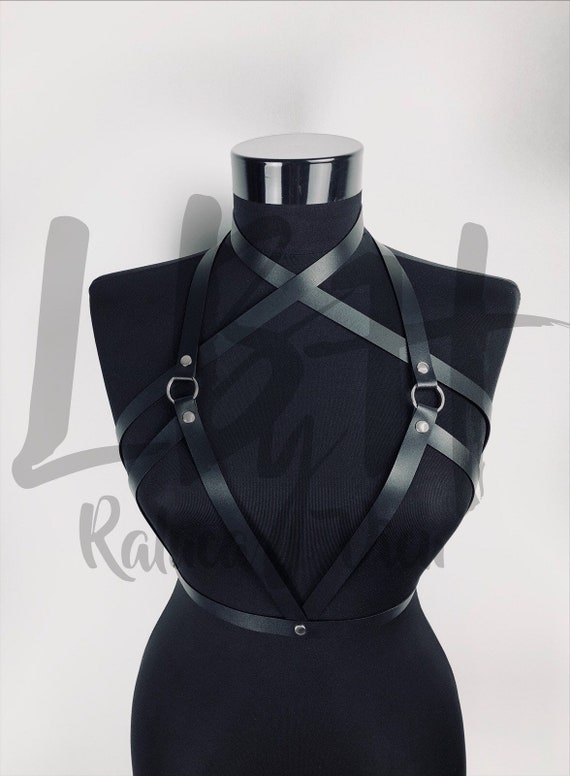 Stylish Crossed Leather Harness with Waist Belt