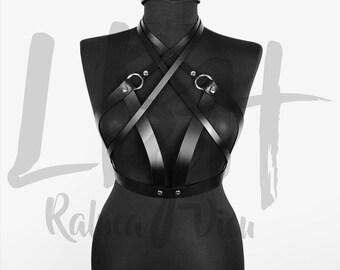 Bold Black Leather Body Harness