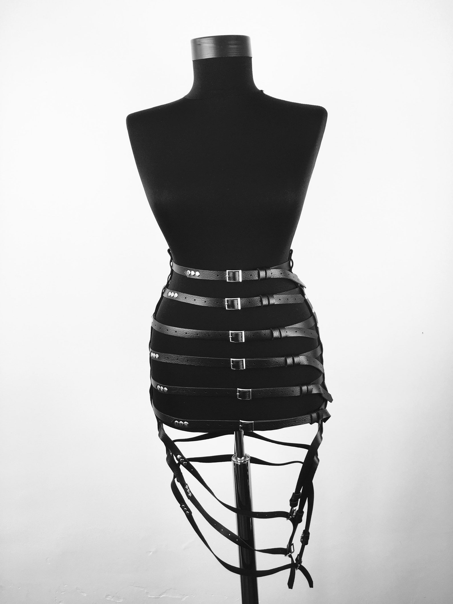 Leather Dress Leather Harness Dress Body Harness Chest Etsy