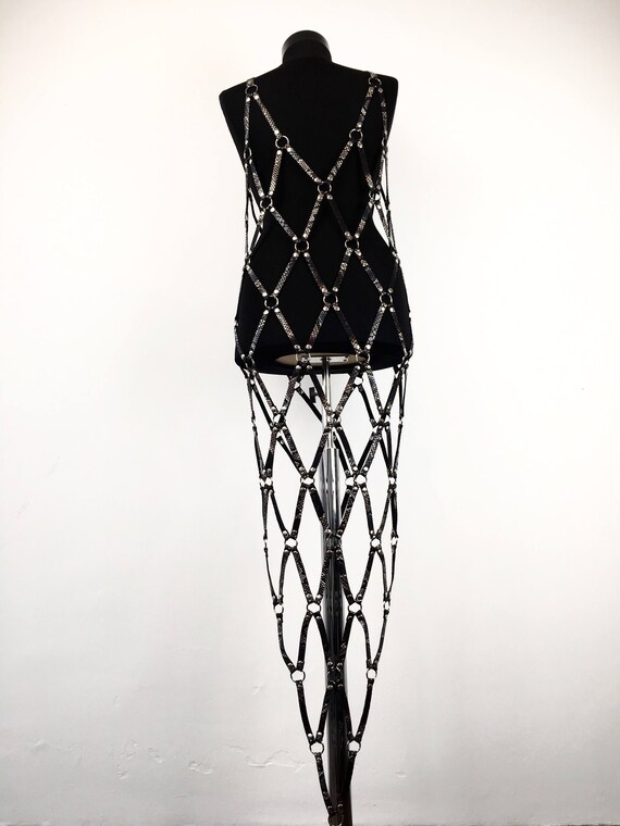 Full body harness dress, Fashion harness dress,Sexy strappy lingerie,Fetish lingerie harness dress,Leather dress,Sexy harness dress gift her