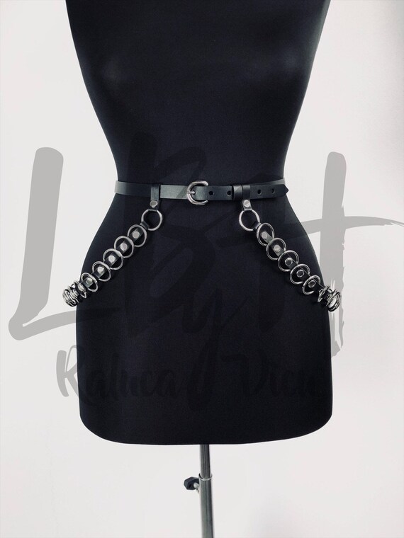 Chic Black Leather Hips Belt