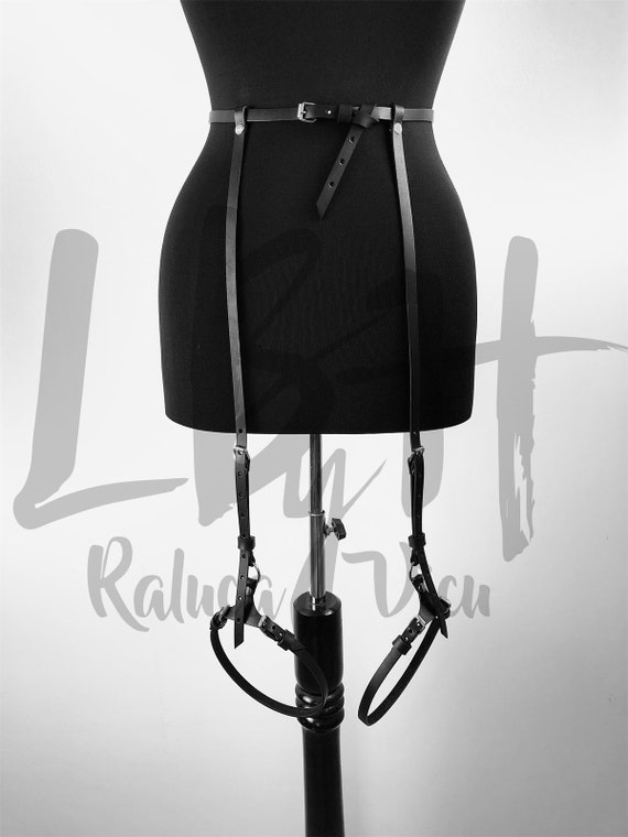 Black Leather Leg Strap Belt