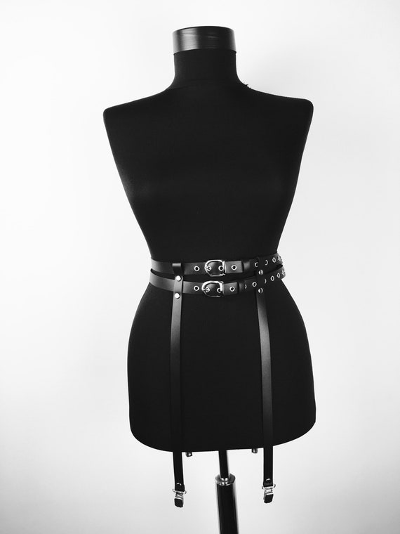 Dual Waist Belt with Suspender Garters