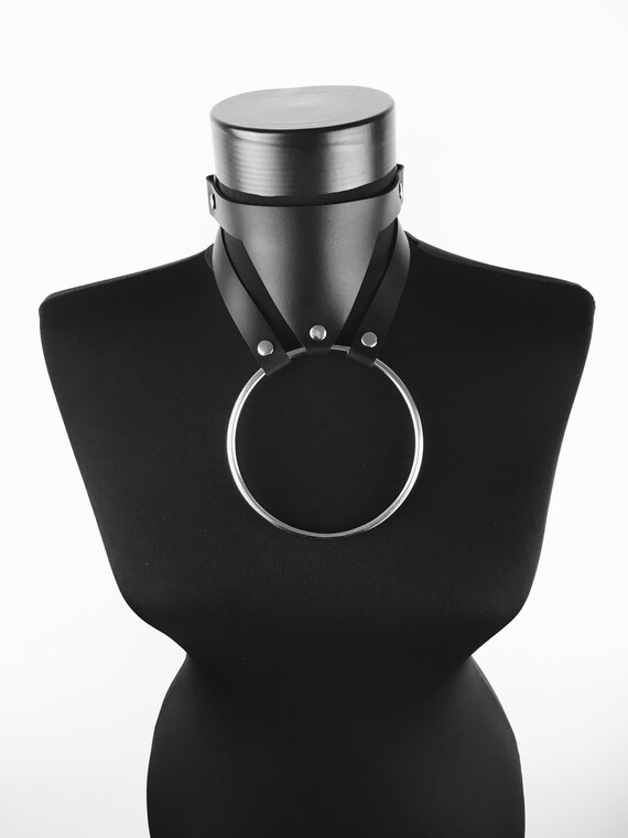 O-ring punkchocker,Leather women choker,Leather choker gift,Leather necklace ring,Women gift choker, Bdsm collar leather, Sexy leather jewel