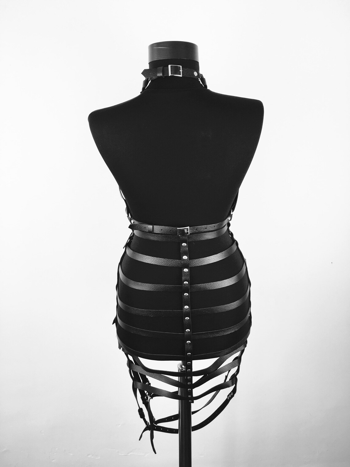 Leather Dress Leather Harness Dress Body Harness Chest Etsy