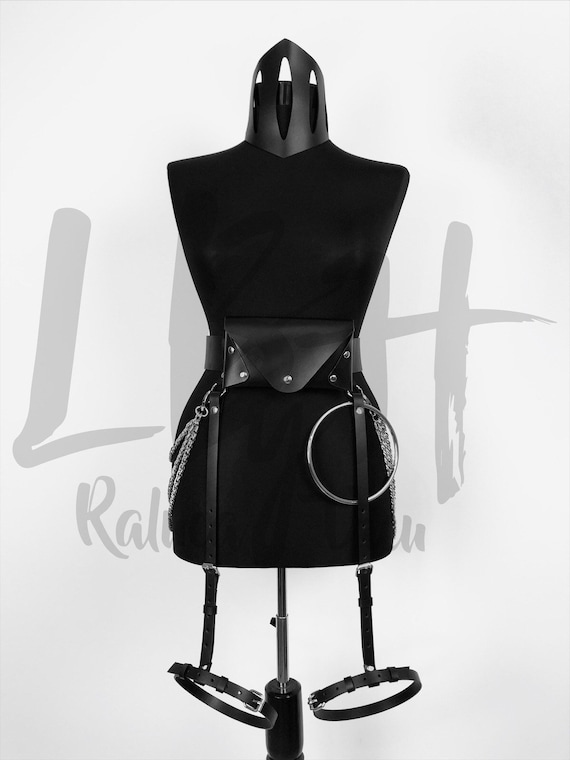 Leather Belt with Oversized O Ring and Bum Bag