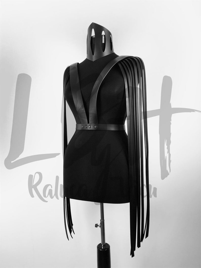 Black Leather Top With Shoulder Strings - Etsy