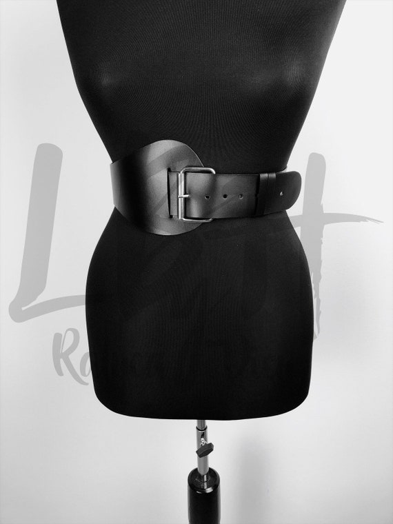 Black Leather Asymmetric Waist Belt