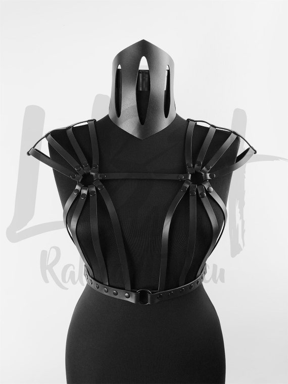 Black Leather Harness - Fashion Body Accessory