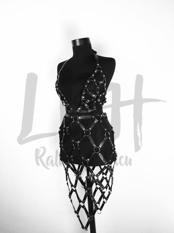 Fetish bdsm leather set,Belt chest harness,Body top leather harness,Shoulder leather belt,Leather harness women,Women harness body,Mature