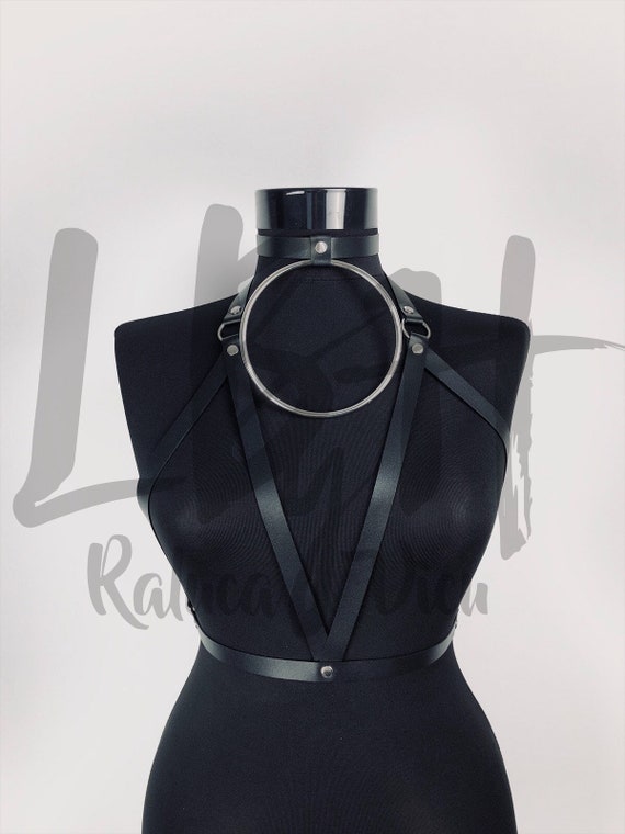 Statement Black Leather Harness with Choker