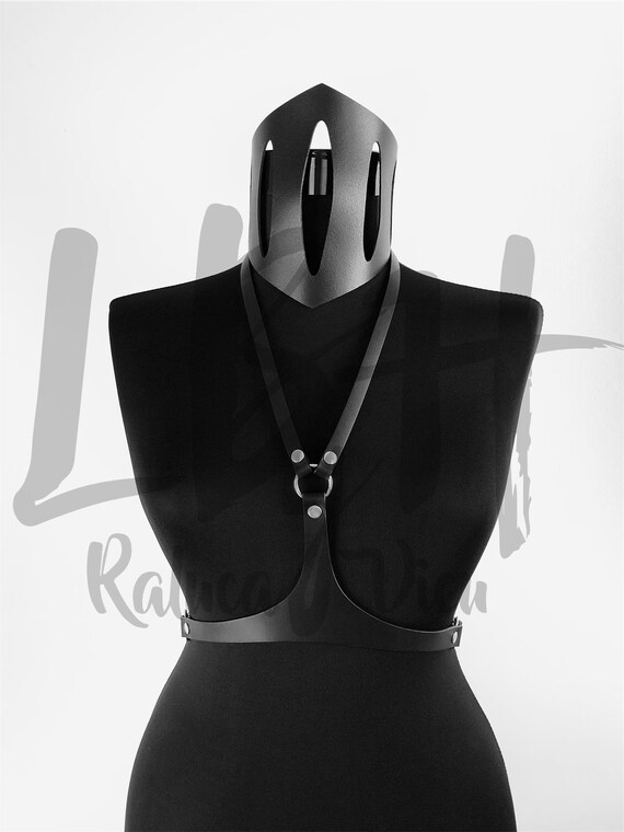 Black Leather Neck-Connected Waist Belt