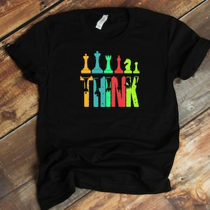 Chess Player T-Shirt - Think Chess Pieces Retro Player Coach Funny Chess Lover Shirt