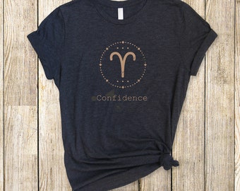 Zodiac Sign T-Shirt - Astrology Minimalist Geometric Aries Attitude Shirt