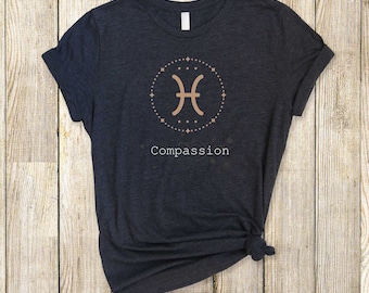 Zodiac Sign Astrology T-Shirt - Minimalist Geometric Pisces Attitude Shirt