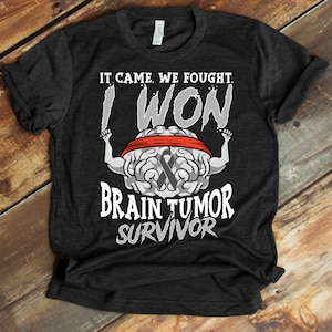 Brain Tumor Survivor / Brain Cancer Awareness Shirt / Grey Ribbon Tshirt / Brain Cancer Support / Cancer Survivor / I Fought And I Won