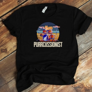 Drum Player T-Shirt - Cat Lover Shirt - Purrcussionist Drummer Cat Lover Drum Kit Funny Drumming
