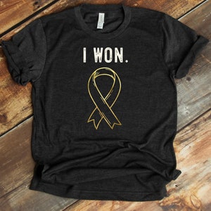 I Won Against Cancer T-Shirt - Big C Warrior - I Beat Cancer - Cancer Survivor - Childhood Cancer Awareness - Gold Ribbon